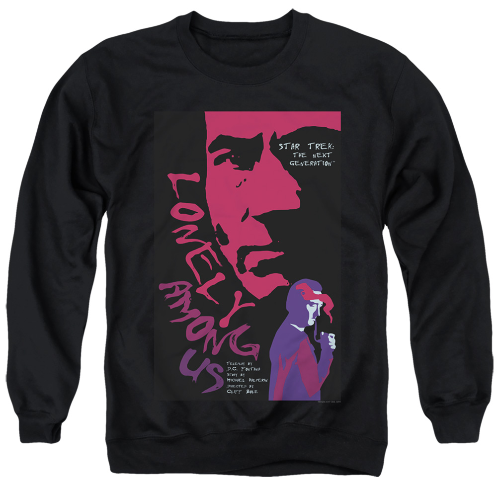 Star Trek & Tng Season 1 Episode 7 Adult Cotton & Polyster Crewneck Sweatshirt, Black - Small
