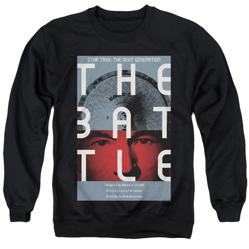 Star Trek & Tng Season 1 Episode 9 Adult Cotton & Polyster Crewneck Sweatshirt, Black - Medium