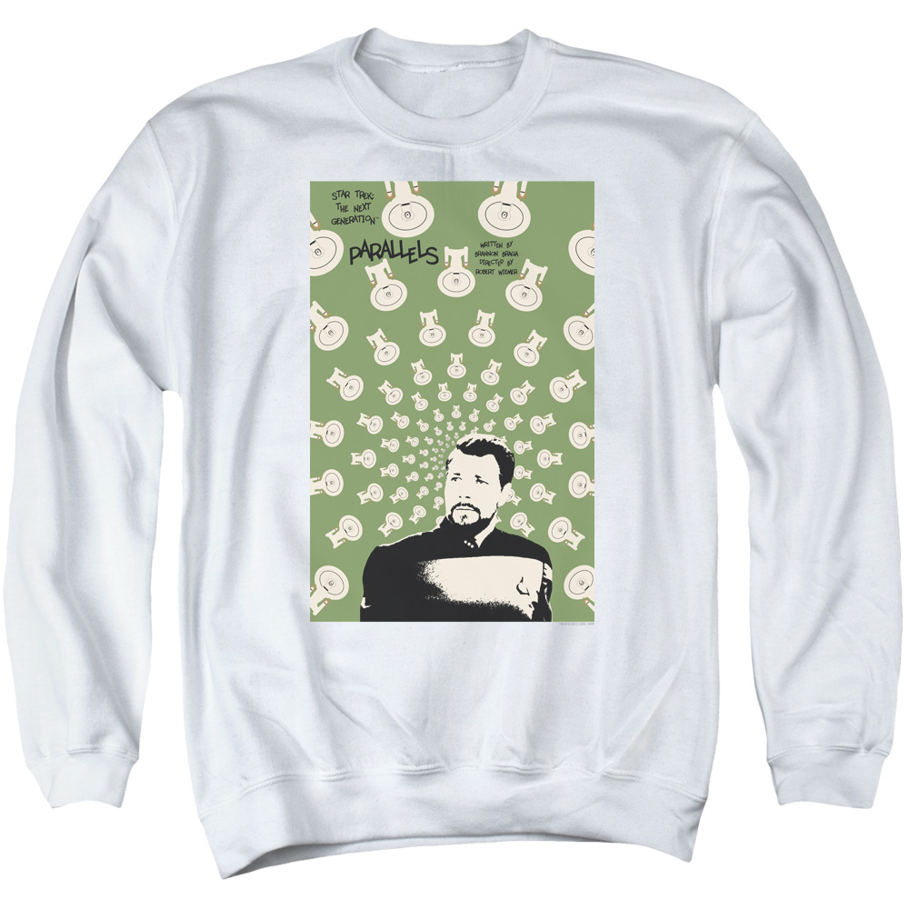 Star Trek & Tng Season 7 Episode 11 Adult Cotton & Polyster Crewneck Sweatshirt, White - Medium