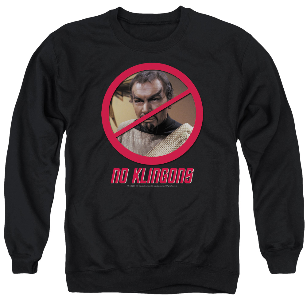Star Trek & No Klingons Adult Cotton & Polyster Crewneck Sweatshirt, Black - Small