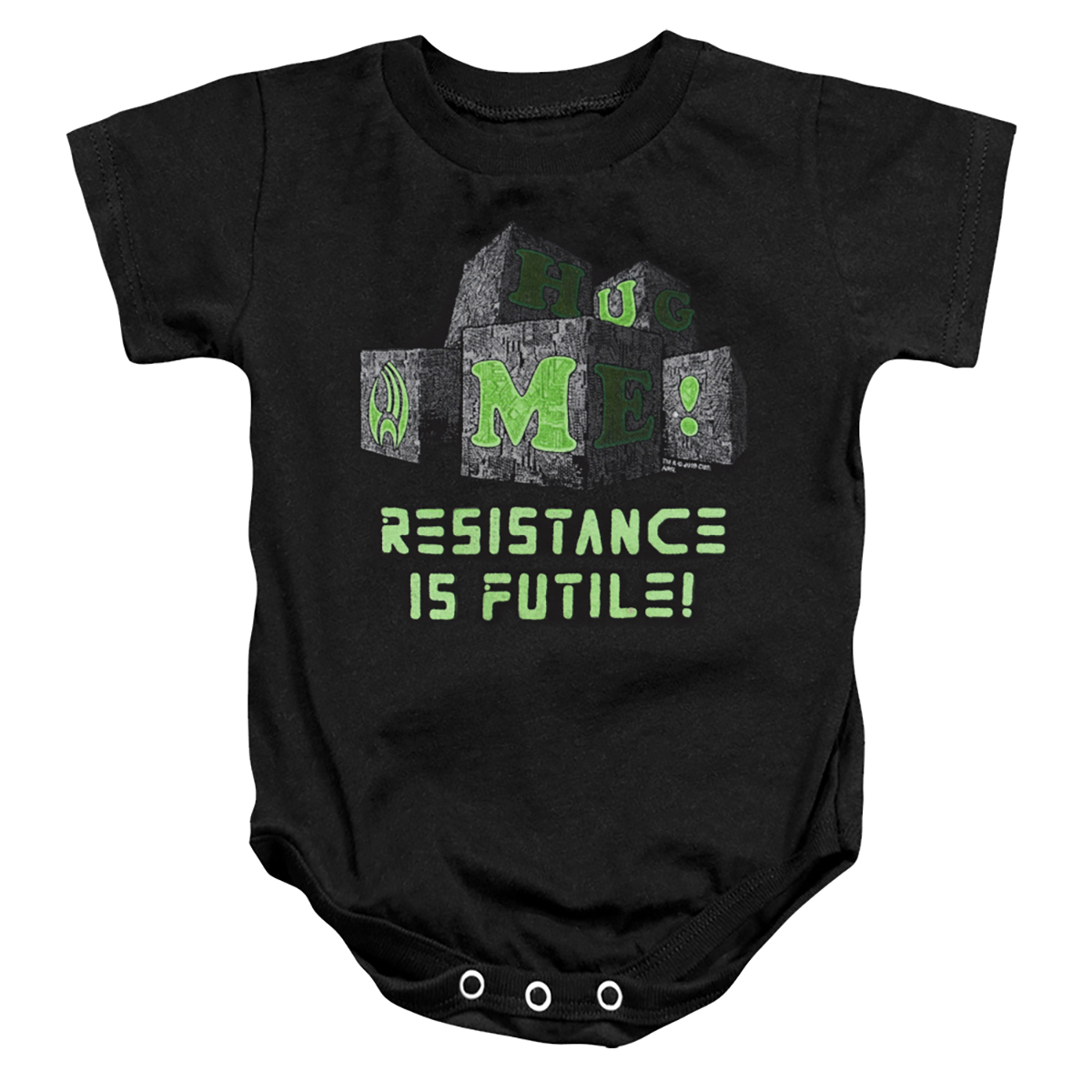 Star Trek & Borg Blocks Infant Cotton Snapsuit, Black - Large - 18 Months