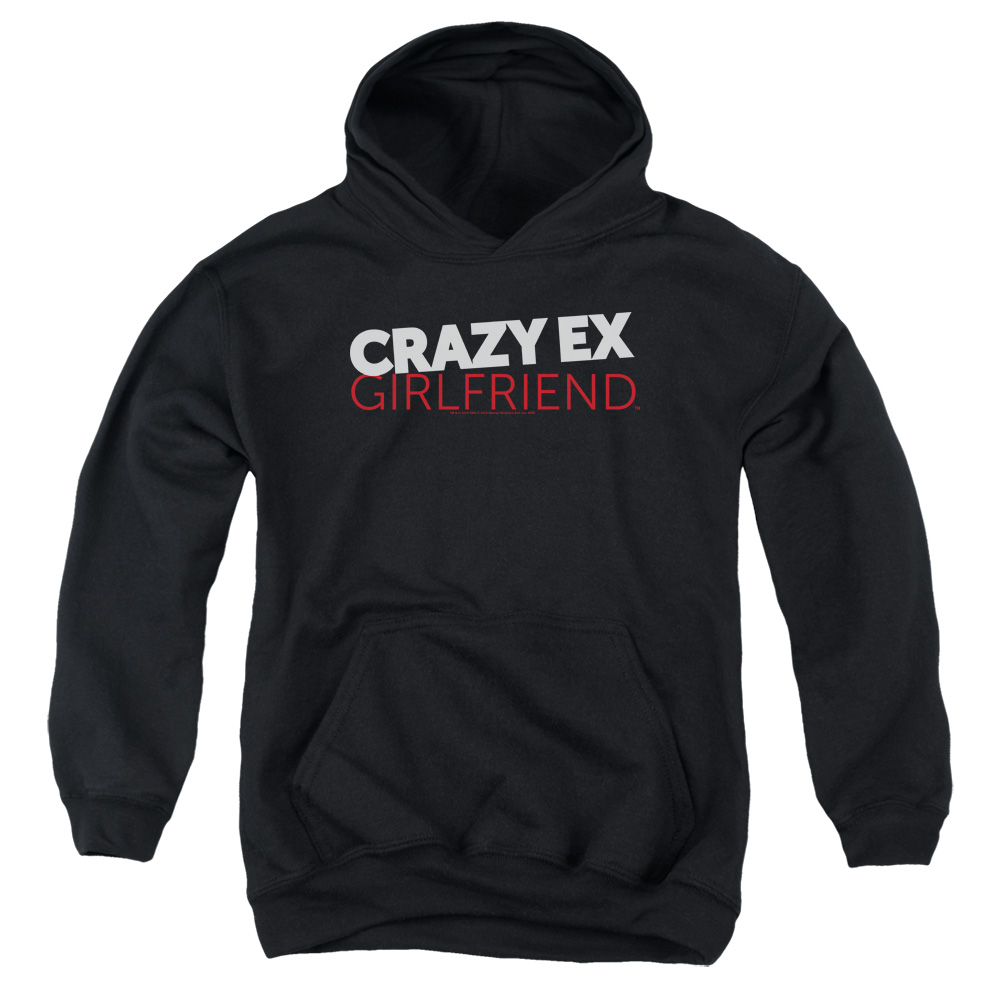 Crazy Ex Girlfriend & Crazy Logo Youth Pull-Over Cotton Hoodie, Black - Medium