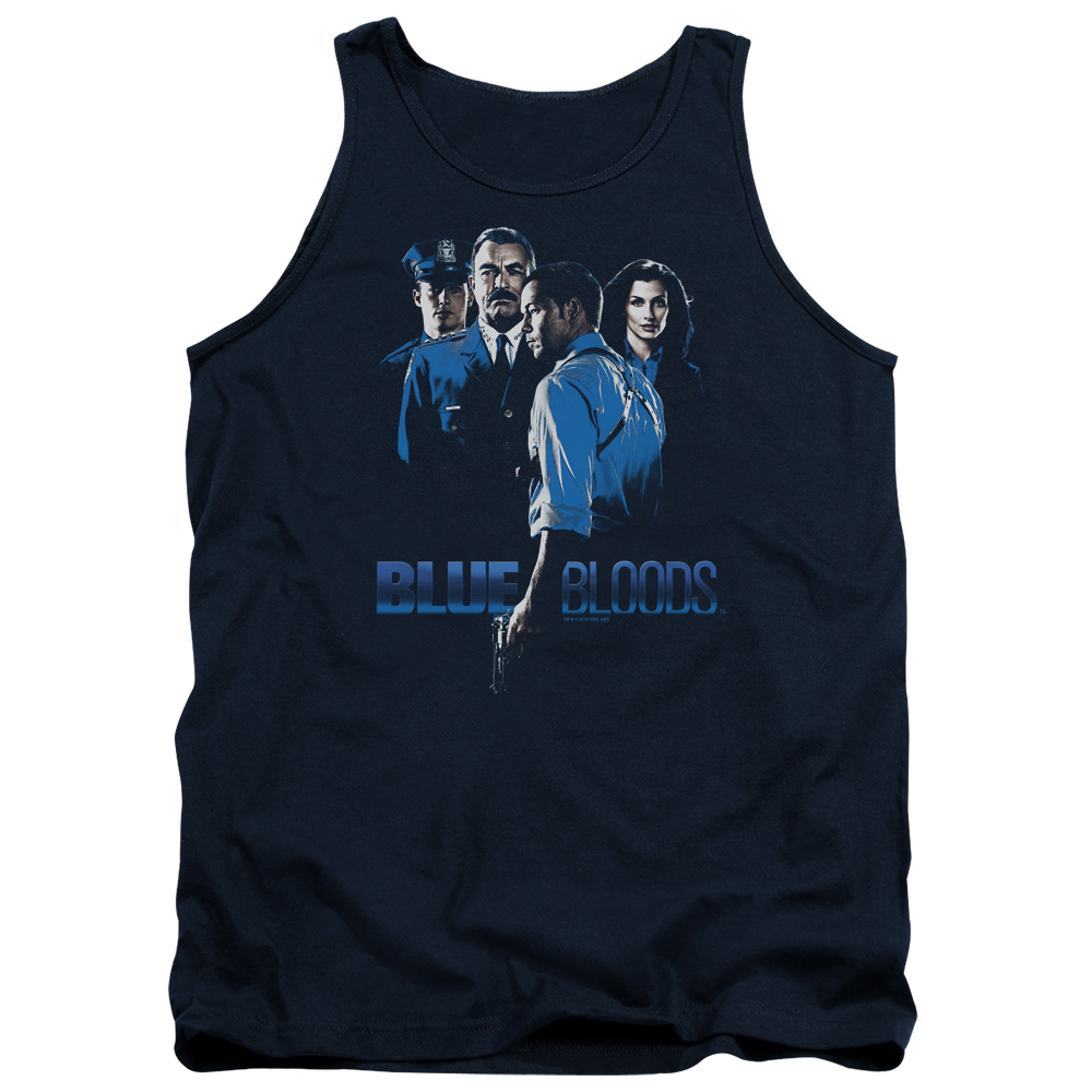 CBS2463-TK-1 Blue Bloods & Blue Inverted Adult Cotton Tank Top, Navy - Small