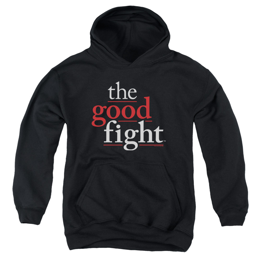 The Good Fight & Logo Youth Pull-Over Cotton Hoodie, Black - Medium