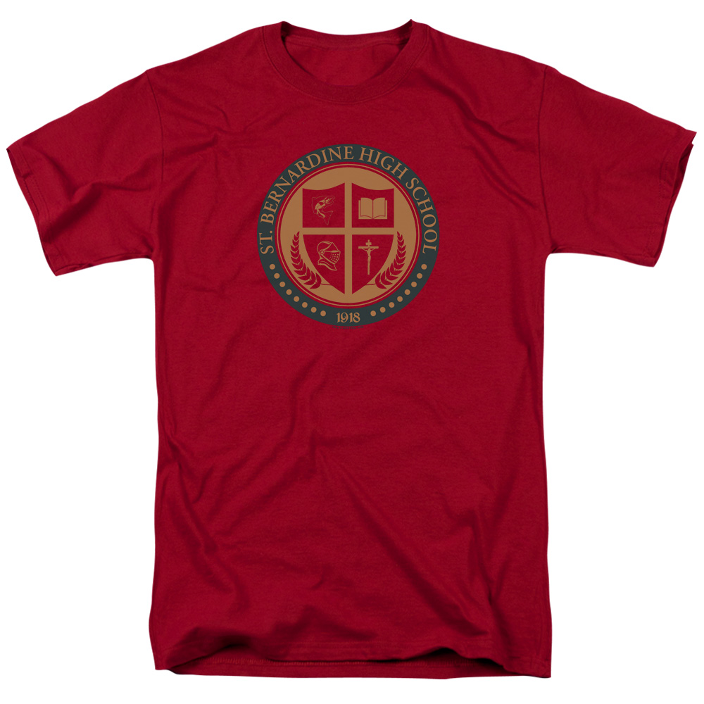 CBS2523-AT-6 American Vandal & St Bernardine Seal Short Sleeve Adult Cotton 18-1 T-Shirt, Cardinal - 3X -  Trevco