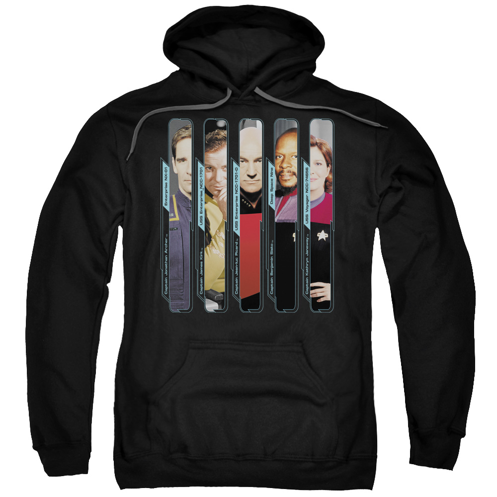 CBS535-AFTH-7 Star Trek & The Captains Adult Cotton & Polyster Pull-Over Hoodie, Black - 4X -  Trevco