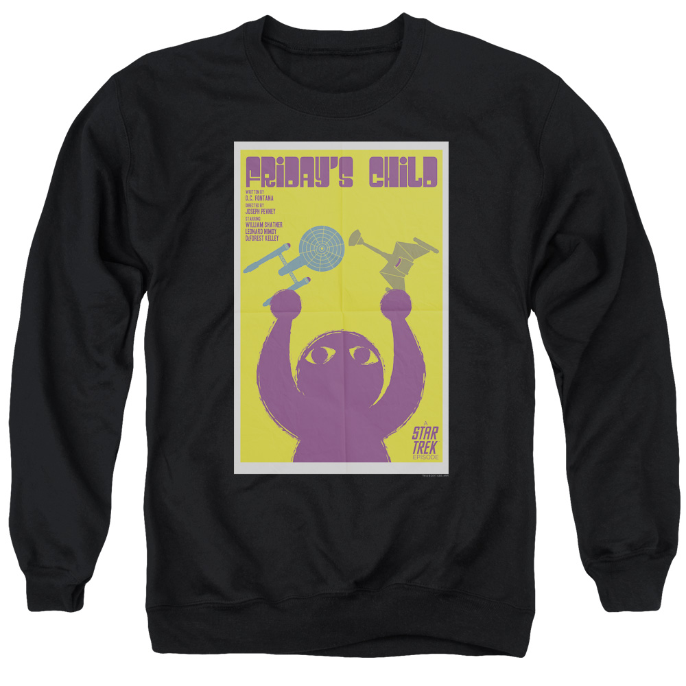 Star Trek & Tos Episode 40 Adult Cotton & Polyster Crewneck Sweatshirt, Black - Small