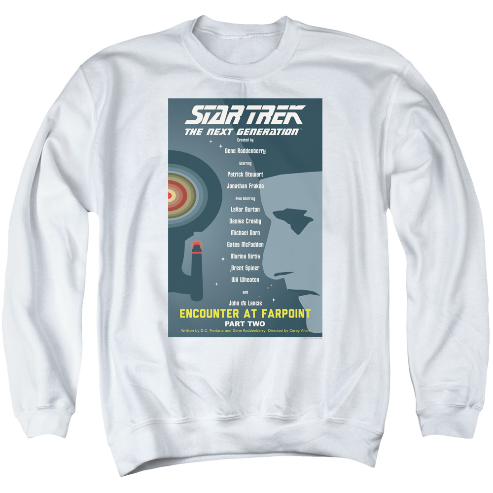 Star Trek & Tng Season 1 Episode 2 Adult Cotton & Polyster Crewneck Sweatshirt, White - Small