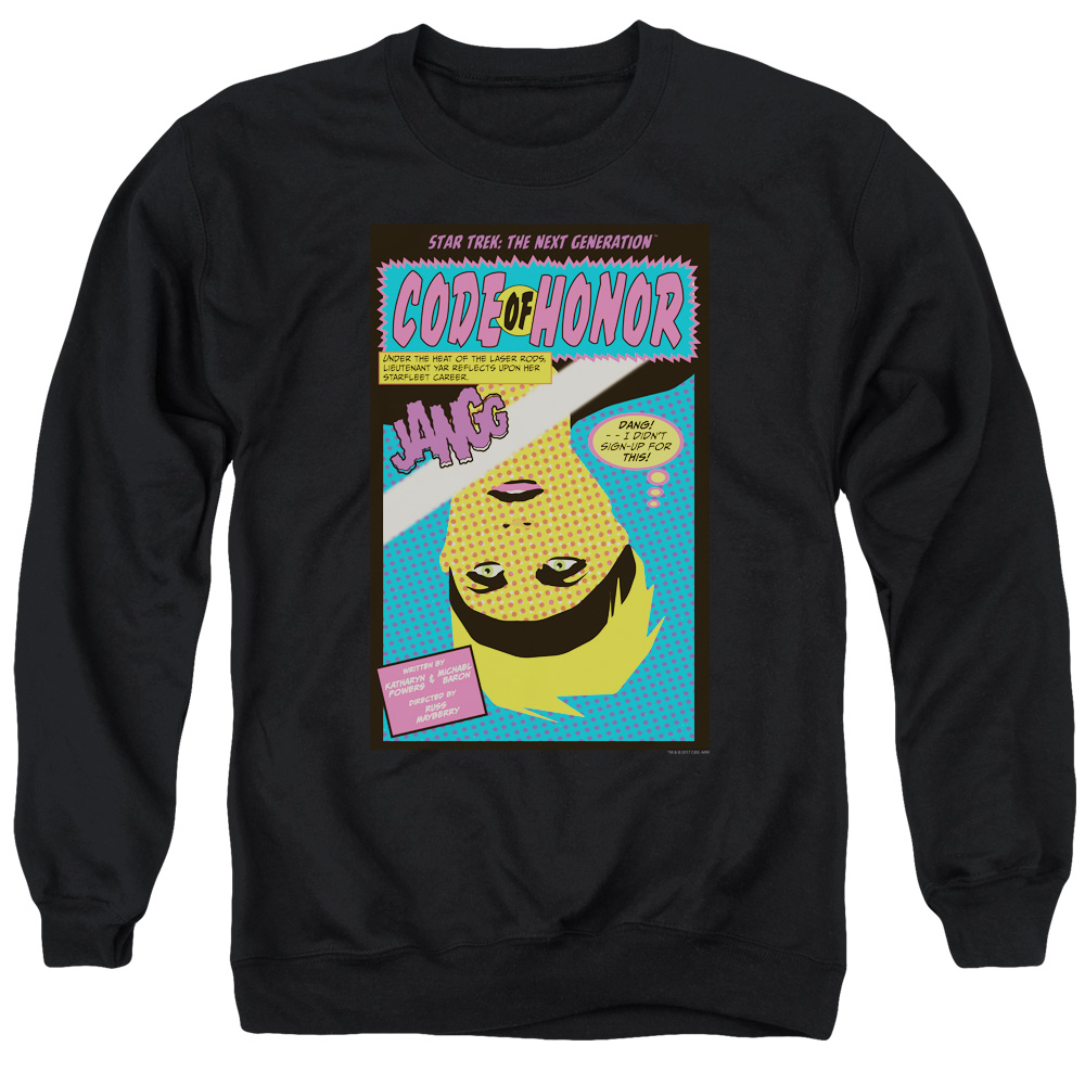 Star Trek & Tng Season 1 Episode 4 Adult Cotton & Polyster Crewneck Sweatshirt, Black - 3X