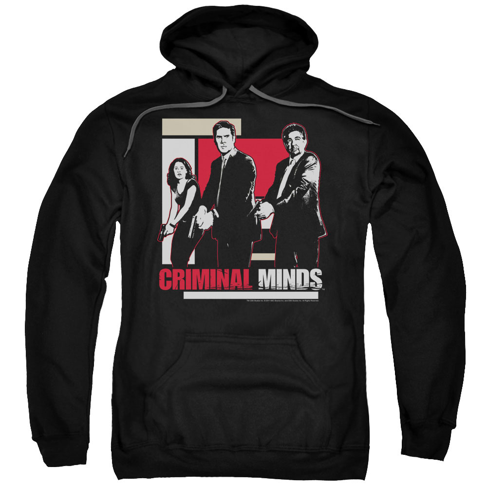 CBS879-AFTH-7 Criminal Minds & Guns Drawn Adult Cotton & Polyster Pull-Over Hoodie, Black - 4X -  Trevco