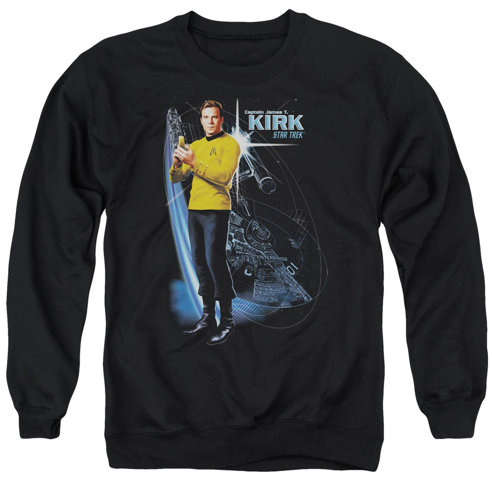 Star Trek & Galactic Kirk Adult Cotton & Polyster Crewneck Sweatshirt, Black - Extra Large