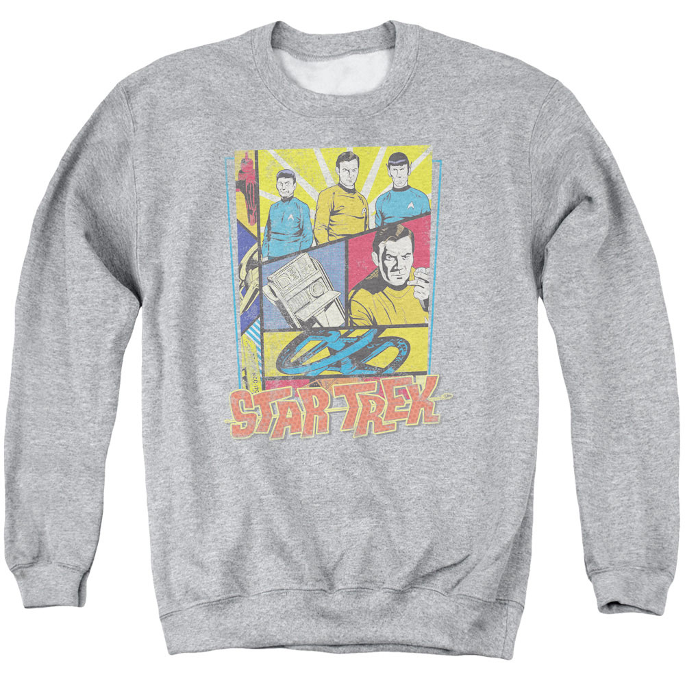 Star Trek & Vintage Collage Adult Cotton & Polyster Crewneck Sweatshirt, Athletic Heather - Small