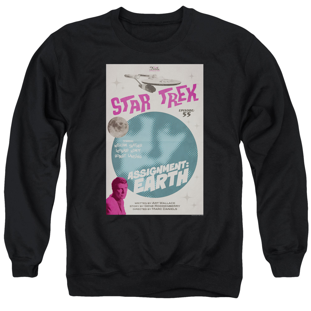 Star Trek & Tos Episode 55 Adult Cotton & Polyster Crewneck Sweatshirt, Black - Large