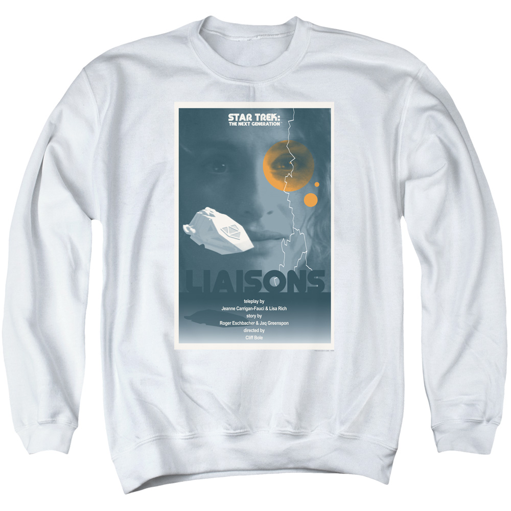 Star Trek & Tng Season 7 Episode 2 Adult Cotton & Polyster Crewneck Sweatshirt, White - Small