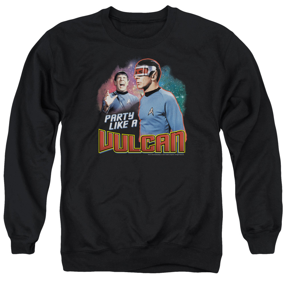 Star Trek & Party Like A Vulcan Adult Cotton & Polyster Crewneck Sweatshirt, Black - Extra Large