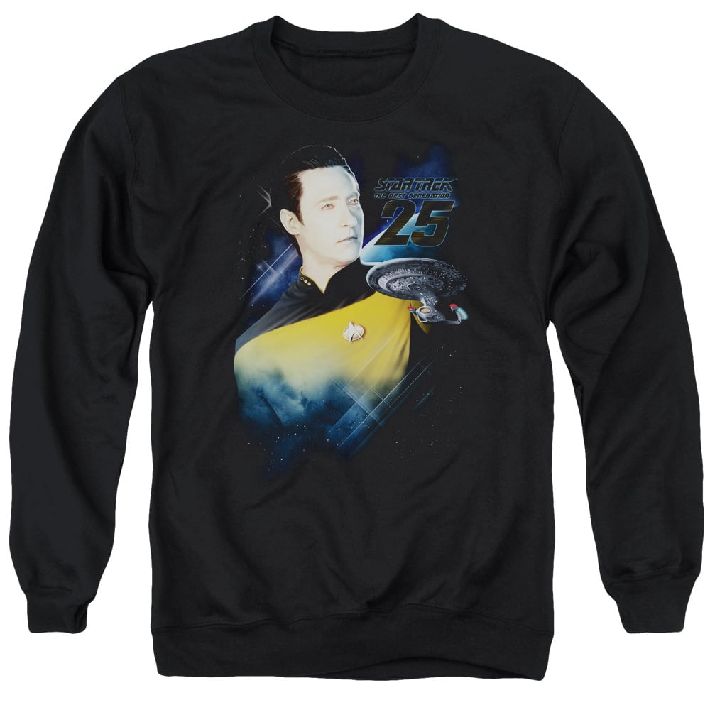 Star Trek & Data 25Th Adult Cotton & Polyster Crewneck Sweatshirt, Black - Medium