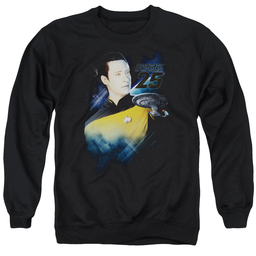 Star Trek & Data 25Th Adult Cotton & Polyster Crewneck Sweatshirt, Black - 2X