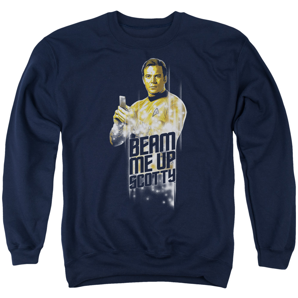 Star Trek & Beam Me Up Adult Cotton & Polyster Crewneck Sweatshirt, Navy - Small