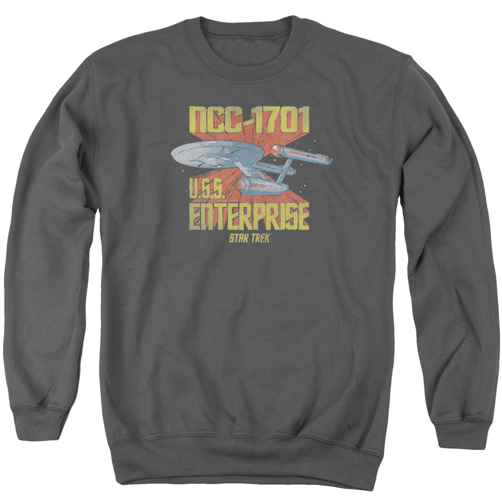 Star Trek & Ncc1701 Adult Cotton & Polyster Crewneck Sweatshirt, Charcoal - 2X