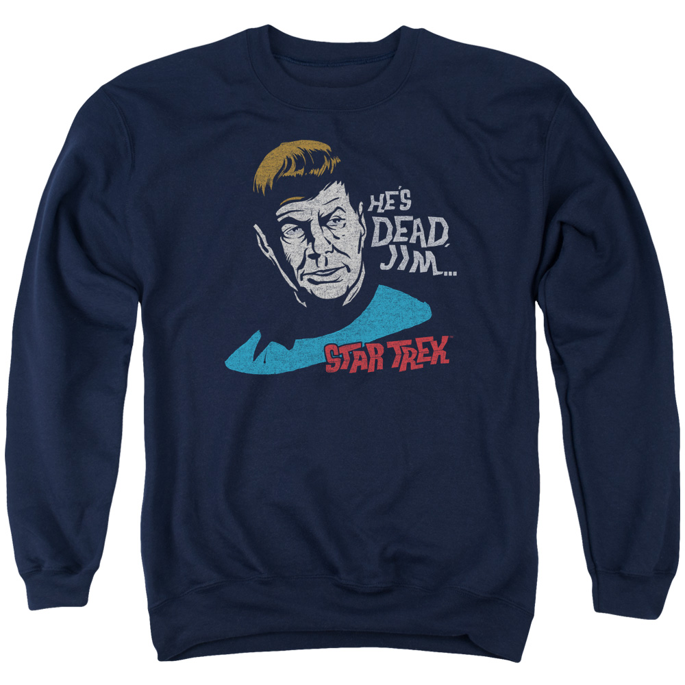 Star Trek & Hes Dead Jim Adult Cotton & Polyster Crewneck Sweatshirt, Navy - Small