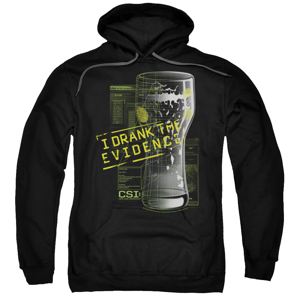 CBS189-AFTH-8 CSI & I Drank The Evidence Adult Cotton & Polyster Pull-Over Hoodie, Black - 5X