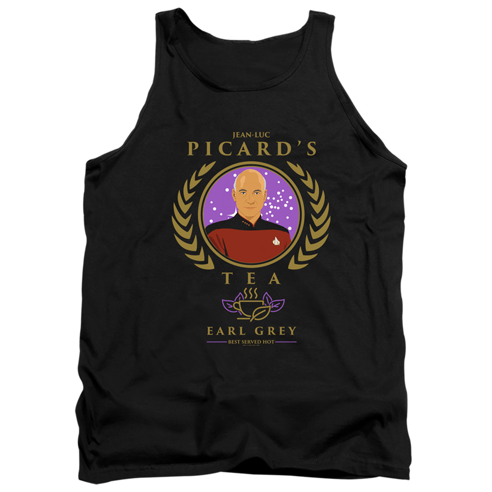 CBS2667-TK-1 Star Trek The Next Generation & Tea Earl Grey Hot Adult Cotton Tank Top, Black - Small