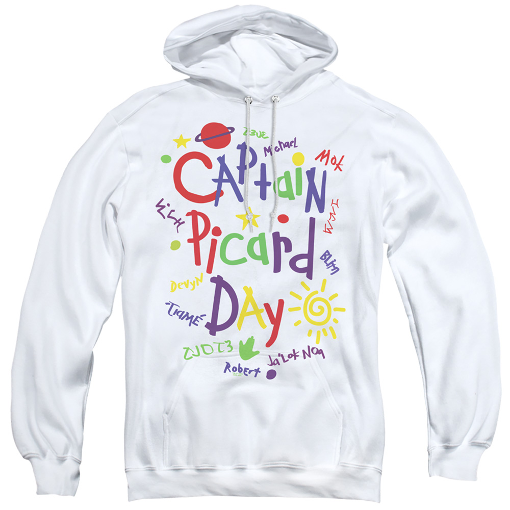 CBS2672-AFTH-3 Star Trek Picard & Picard Day Adult Cotton & Polyster Pull-Over Hoodie, White - Large