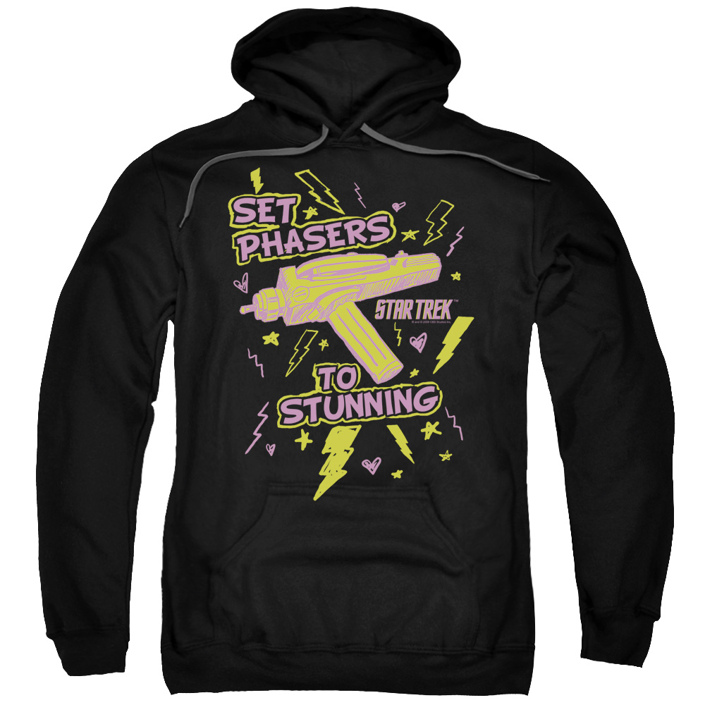 CBS353-AFTH-8 Star Trek & Set Phasers Adult Cotton & Polyster Pull-Over Hoodie, Black - 5X