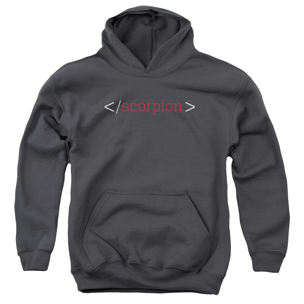 CBS1667-YFTH-4 Scorpion & Logo Youth Pull-Over Cotton Hoodie, Charcoal - Extra Large