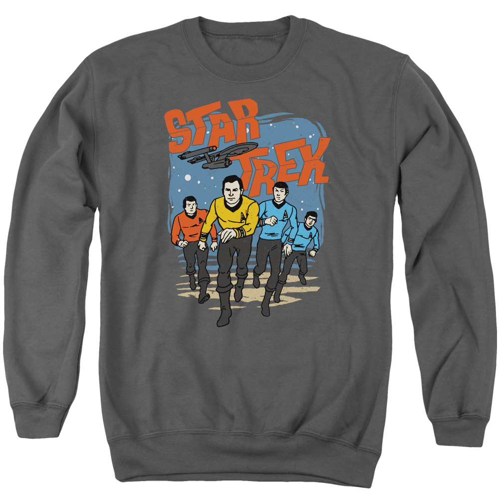 CBS1736-AS-6 Star Trek & Run Forward Adult Cotton & Polyster Crewneck Sweatshirt, Charcoal - 3X