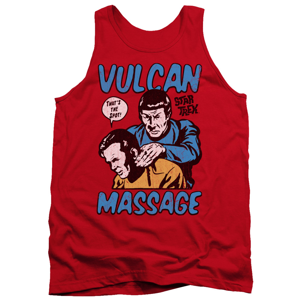 CBS1738-TK-5 Star Trek & Massage Adult Cotton Tank Top, Red - 2X