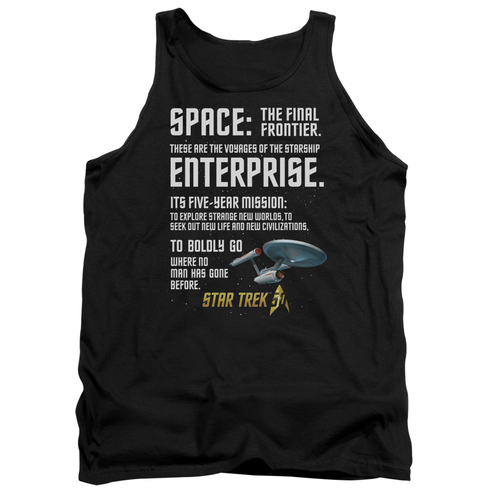 CBS1754-TK-4 Star Trek & Intro Adult Cotton Tank Top, Black - Extra Large