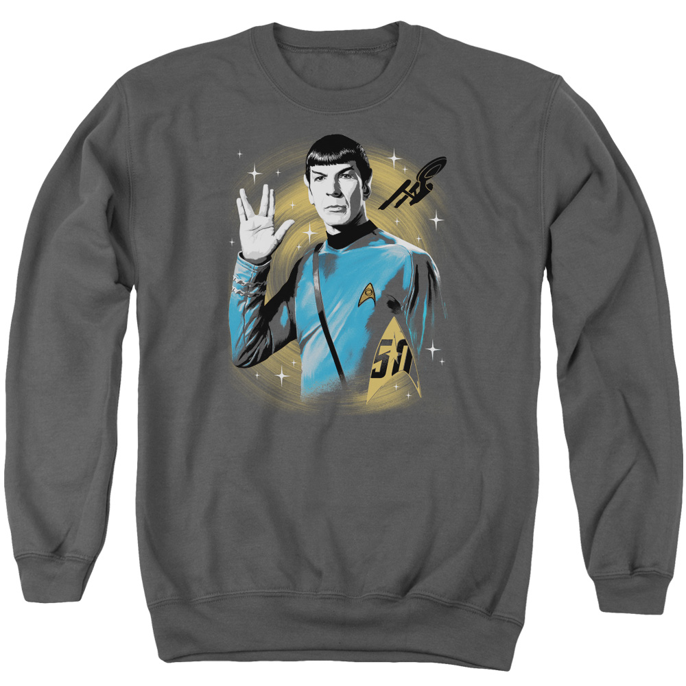 CBS1756-AS-5 Star Trek & Space Prosper Adult Cotton & Polyster Crewneck Sweatshirt, Charcoal - 2X