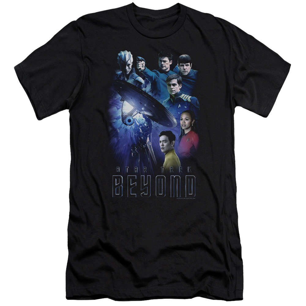 CBS1783-PSF-5 Star Trek Beyond & Beyond Cast Premium Canvas Adult Cotton Slim Fit 30-1 T-Shirt, Black - 2X