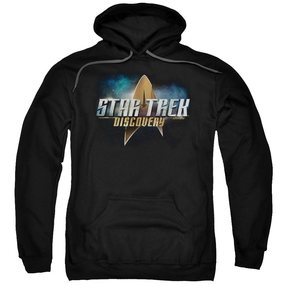 CBS1906-AFTH-7 Star Trek Discovery & Discovery Logo Adult Cotton & Polyster Pull-Over Hoodie, Black - 4X -  Trevco