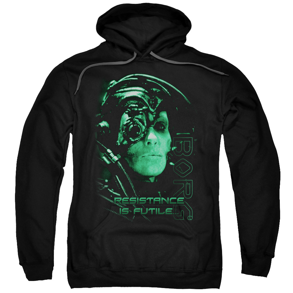 Star Trek & Resistance Is Futile Adult Cotton & Polyster Pull-Over Hoodie, Black - 4X -  NewGroove, NE1997191