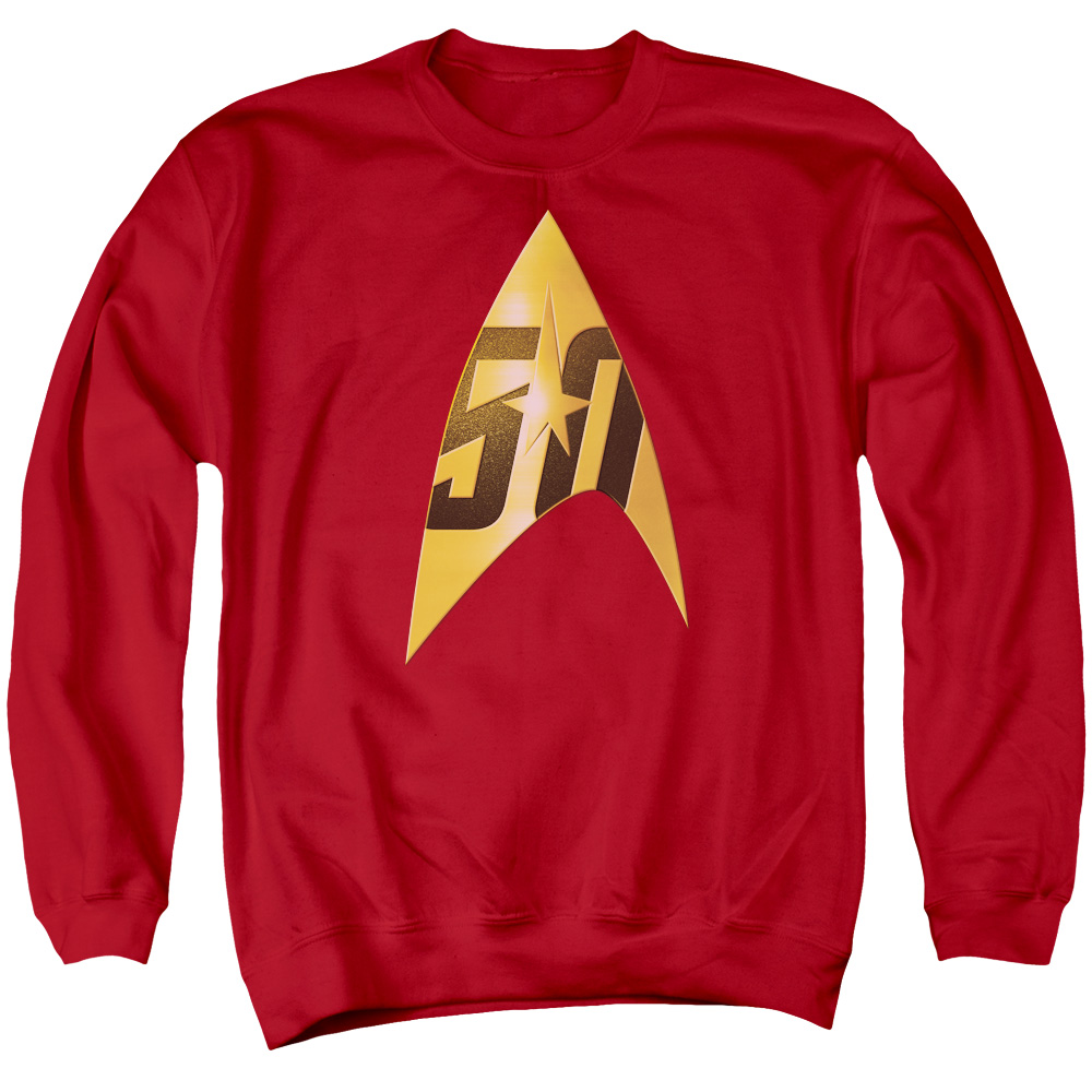 Star Trek & 50Th Anniversary Delta Adult Cotton & Polyster Crewneck Sweatshirt, Red - Extra Large