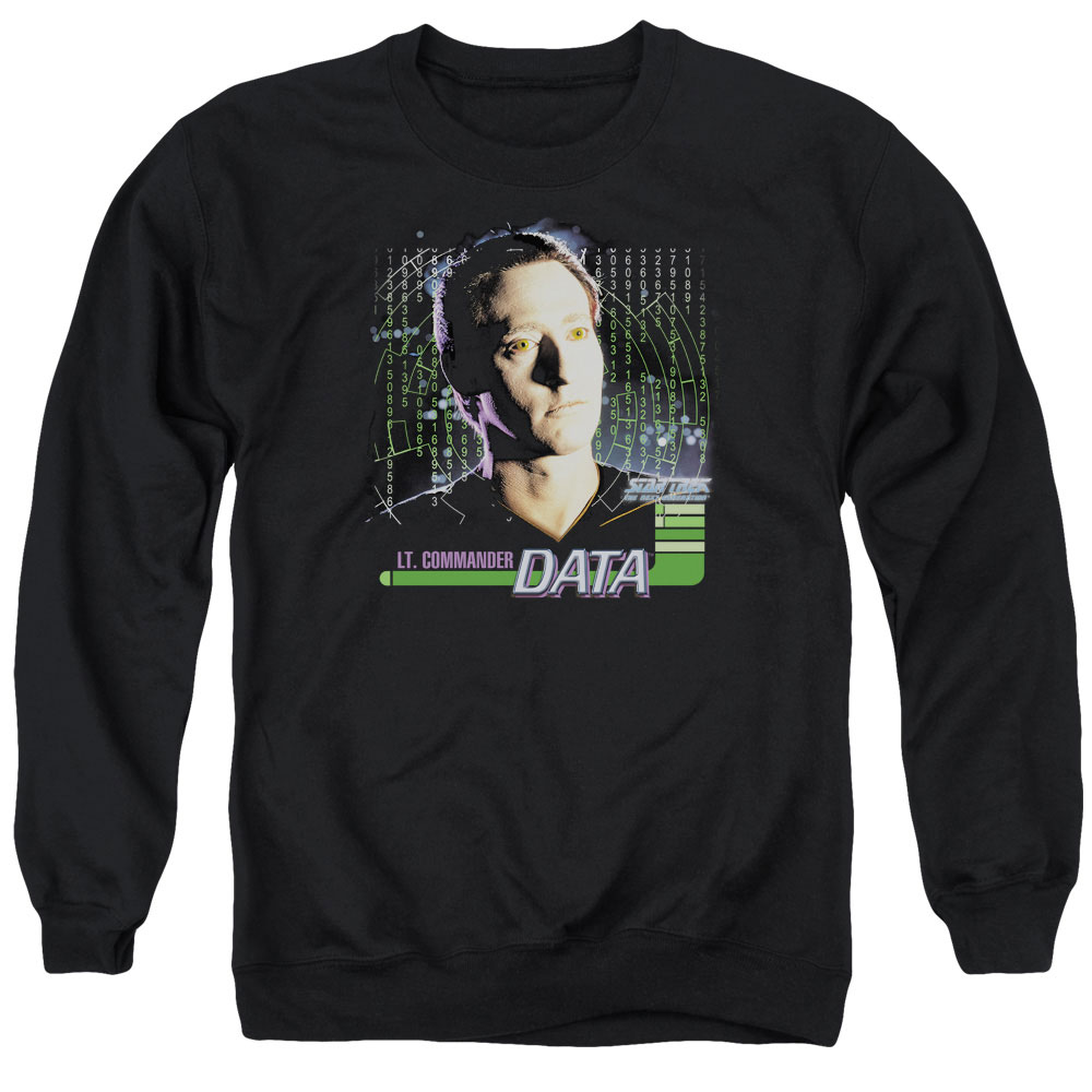 CBS562-AS-4 Star Trek & Data Adult Cotton & Polyster Crewneck Sweatshirt, Black - Extra Large