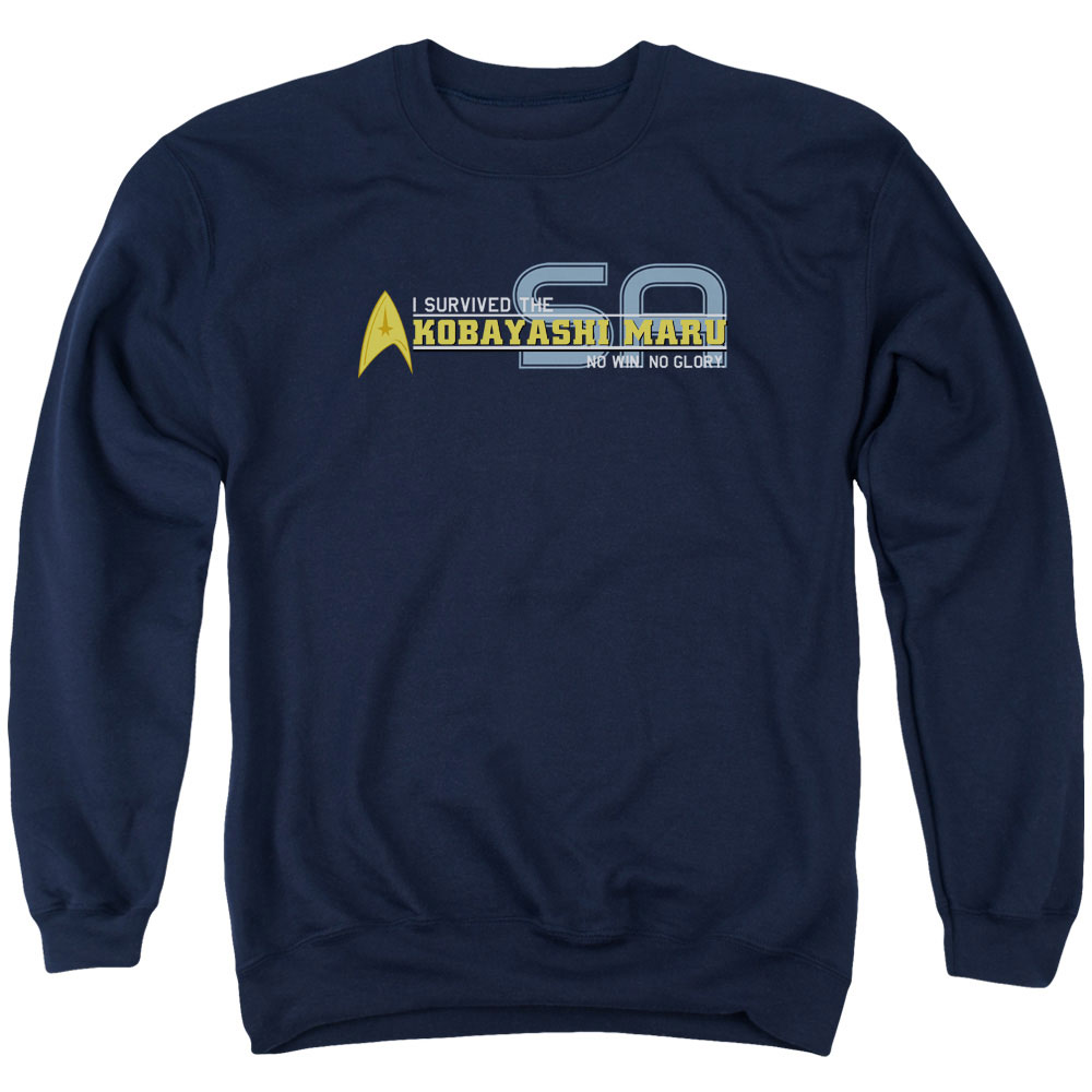 CBS843B-AS-6 Star Trek & I Survived Adult Cotton & Polyster Crewneck Sweatshirt, Navy - 3X