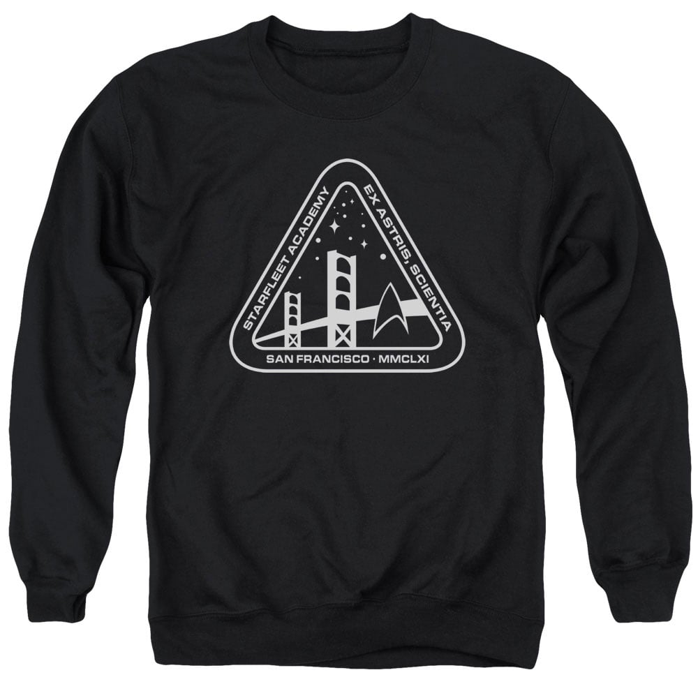 CBS856-AS-1 Star Trek & White Academy Logo Adult Cotton & Polyster Crewneck Sweatshirt, Black - Small