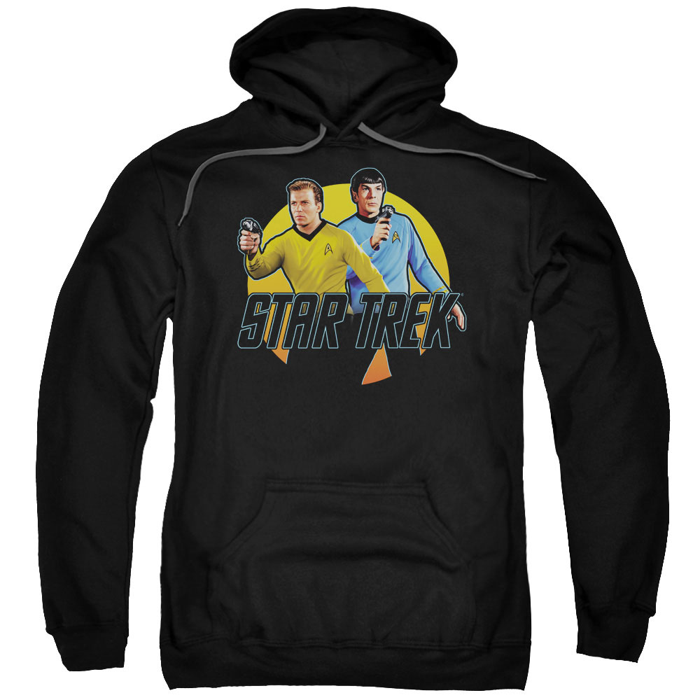 CBS905-AFTH-7 Star Trek & Phasers Ready Adult Cotton & Polyster Pull-Over Hoodie, Black - 4X -  Trevco