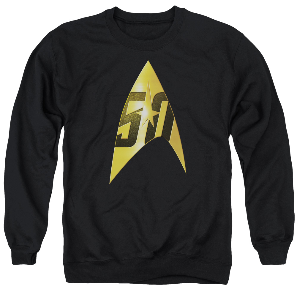 Star Trek & 50Th Anniversary Delta Adult Cotton & Polyster Crewneck Sweatshirt, Black - Medium