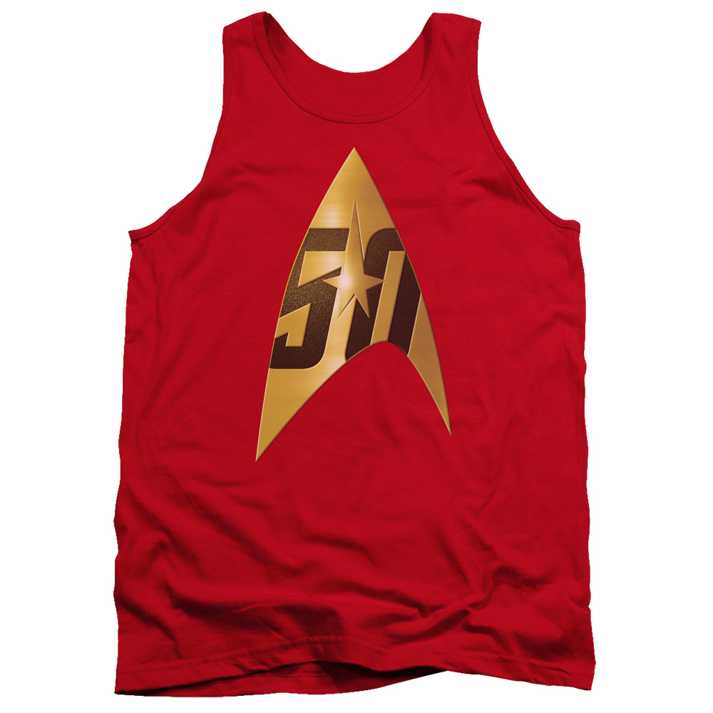 CBS1753D-TK-2 Star Trek & 50Th Anniversary Delta Adult Cotton Tank Top, Red - Medium