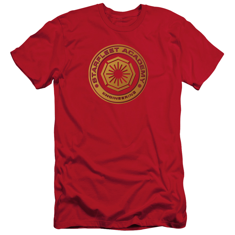CBS839-PSF-4 Star Trek & Engineering Premium Canvas Adult Cotton Slim Fit 30-1 T-Shirt, Red - Extra Large