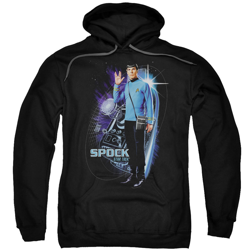 CBS907-AFTH-8 Star Trek & Galactic Spock Adult Cotton & Polyster Pull-Over Hoodie, Black - 5X