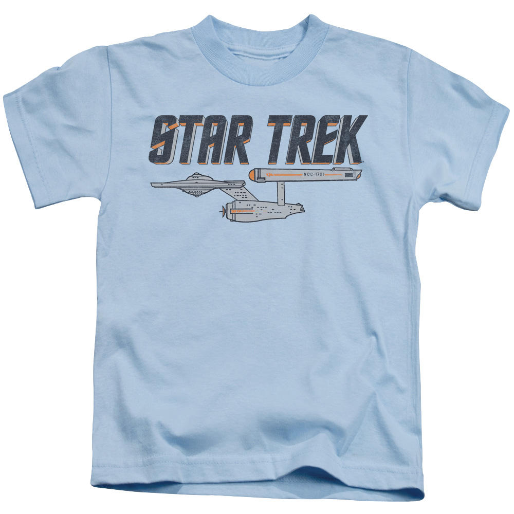 CBS1194B-KT-2 Star Trek & Entreprise Logo Short Sleeve Juvenile Cotton 18-1 T-Shirt, Light Blue - Medium - 5-6