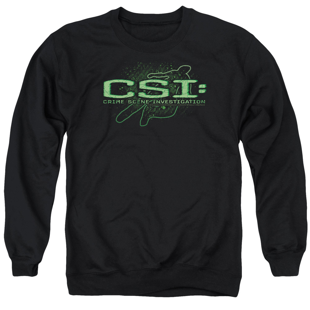 CBS370-AS-4 CSI & Sketchy Shadow Adult Cotton & Polyster Crewneck Sweatshirt, Black - Extra Large