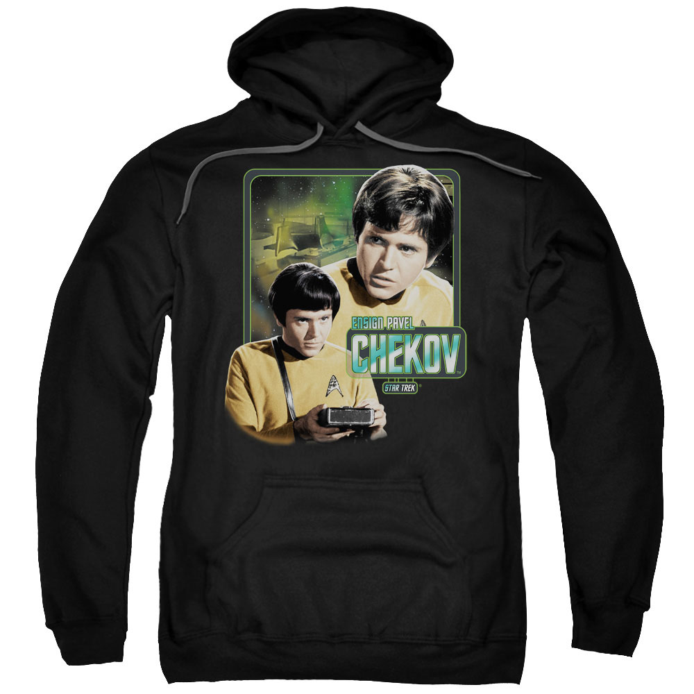CBS569-AFTH-7 Star Trek & Ensign Chekov Adult Cotton & Polyster Pull-Over Hoodie, Black - 4X