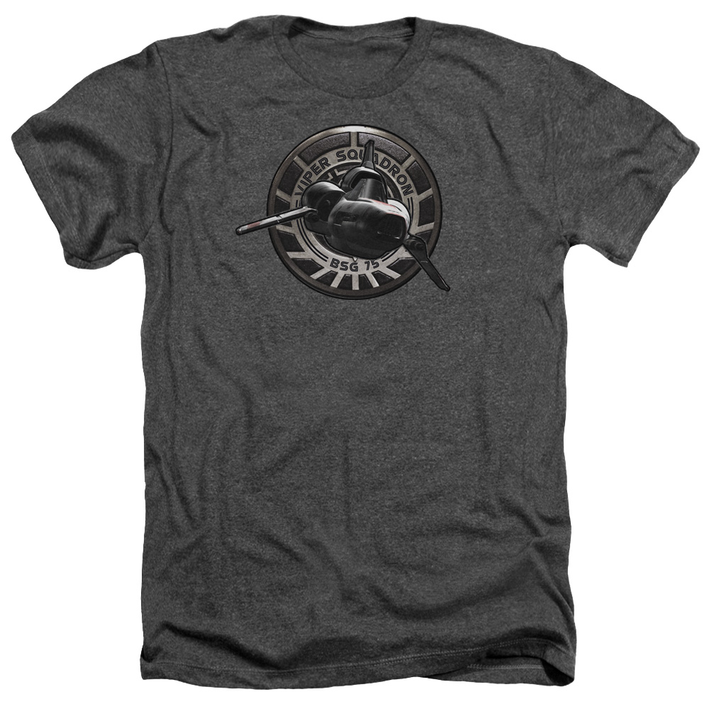 Battlestar Galactica & Viper Squadron-Adult Heather T-Shirt, Charcoal - Medium