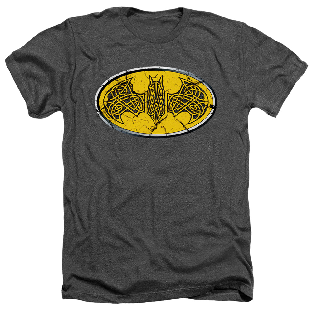 Batman & Celtic Shield-Adult Heather T-Shirt, Charcoal - 3X